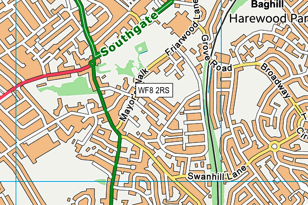 WF8 2RS map - OS VectorMap District (Ordnance Survey)