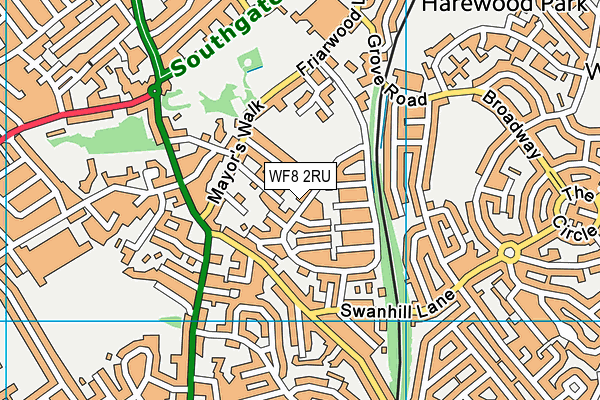 WF8 2RU map - OS VectorMap District (Ordnance Survey)