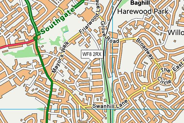 WF8 2RX map - OS VectorMap District (Ordnance Survey)