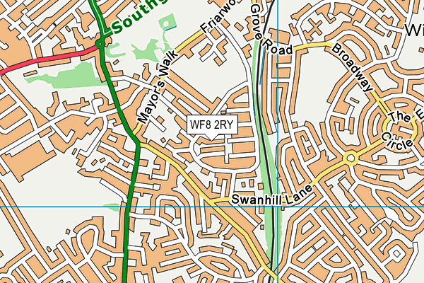 WF8 2RY map - OS VectorMap District (Ordnance Survey)