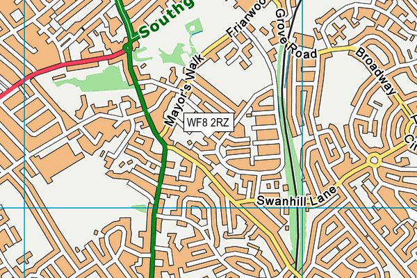 WF8 2RZ map - OS VectorMap District (Ordnance Survey)