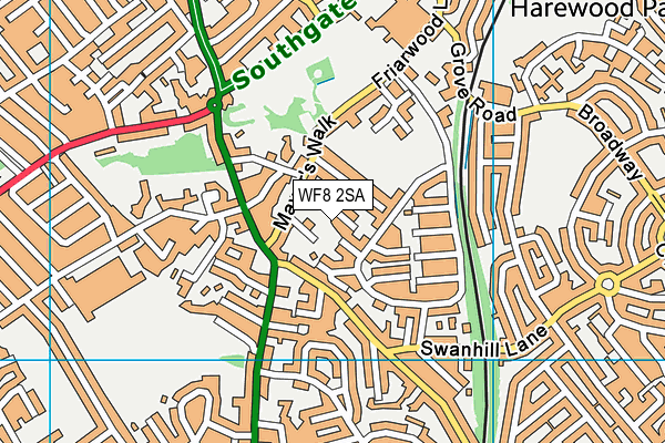 WF8 2SA map - OS VectorMap District (Ordnance Survey)