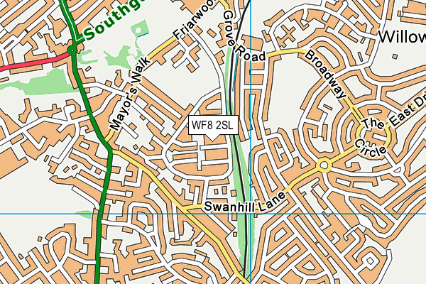 WF8 2SL map - OS VectorMap District (Ordnance Survey)