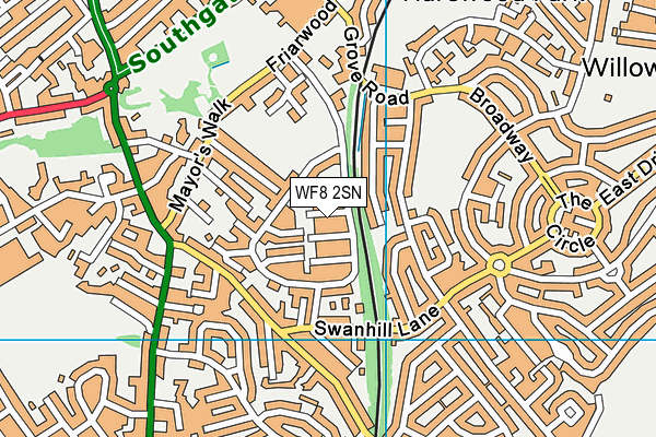 WF8 2SN map - OS VectorMap District (Ordnance Survey)