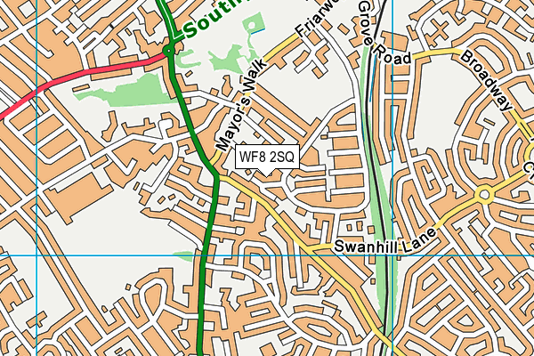 WF8 2SQ map - OS VectorMap District (Ordnance Survey)