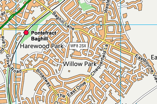 WF8 2SX map - OS VectorMap District (Ordnance Survey)