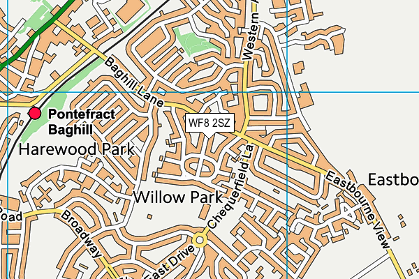 WF8 2SZ map - OS VectorMap District (Ordnance Survey)