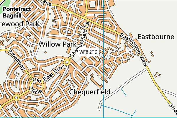 WF8 2TD map - OS VectorMap District (Ordnance Survey)