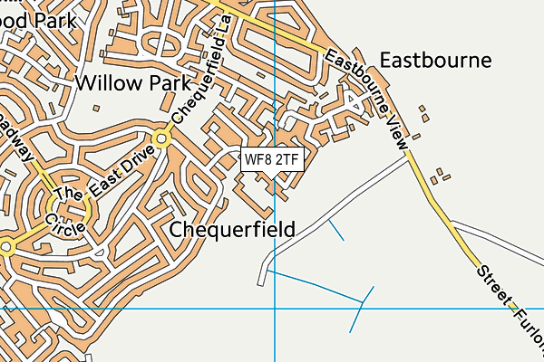 Chequers Close Playing Fields map (WF8 2TF) - OS VectorMap District (Ordnance Survey)