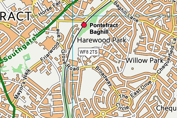 WF8 2TS map - OS VectorMap District (Ordnance Survey)