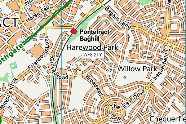 WF8 2TY map - OS VectorMap District (Ordnance Survey)