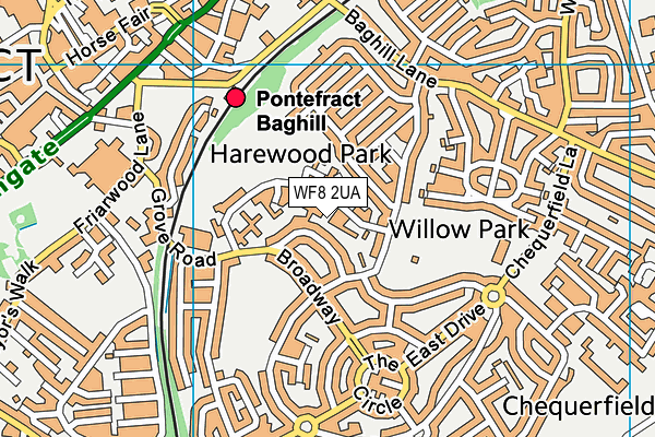 WF8 2UA map - OS VectorMap District (Ordnance Survey)