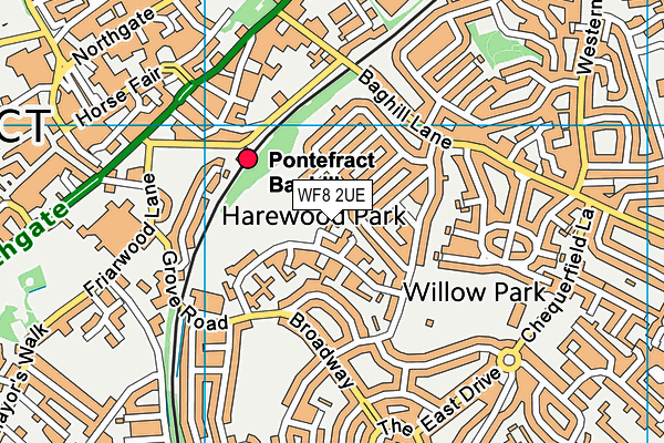 WF8 2UE map - OS VectorMap District (Ordnance Survey)