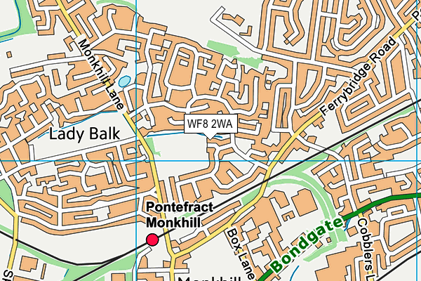 WF8 2WA map - OS VectorMap District (Ordnance Survey)