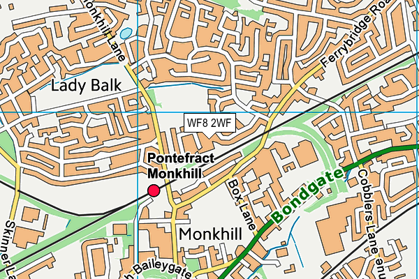 WF8 2WF map - OS VectorMap District (Ordnance Survey)