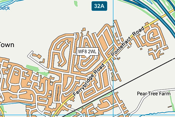 WF8 2WL map - OS VectorMap District (Ordnance Survey)