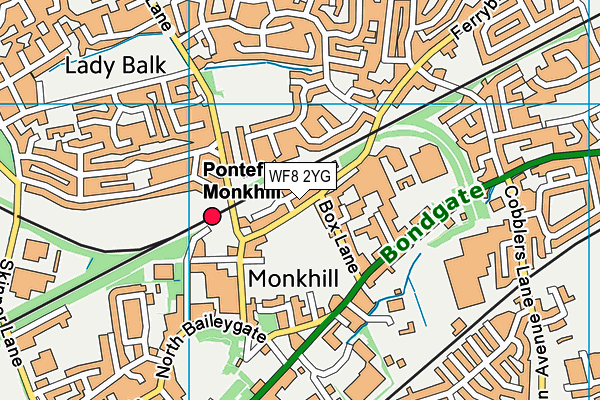 WF8 2YG map - OS VectorMap District (Ordnance Survey)