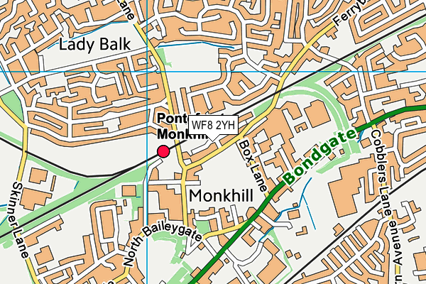 WF8 2YH map - OS VectorMap District (Ordnance Survey)