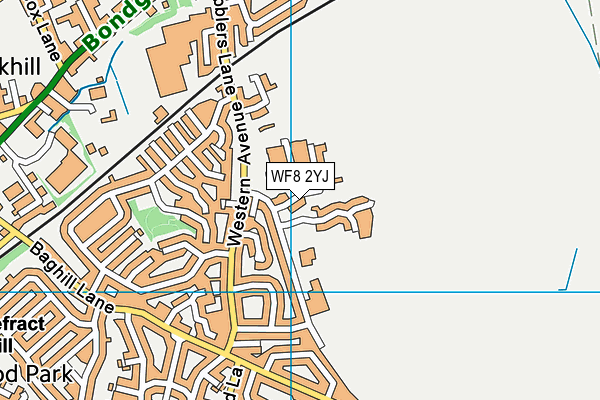 WF8 2YJ map - OS VectorMap District (Ordnance Survey)