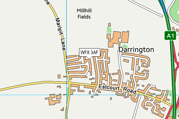 WF8 3AF map - OS VectorMap District (Ordnance Survey)