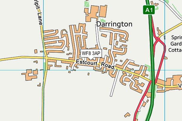 WF8 3AP map - OS VectorMap District (Ordnance Survey)