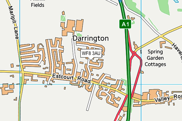 WF8 3AU map - OS VectorMap District (Ordnance Survey)