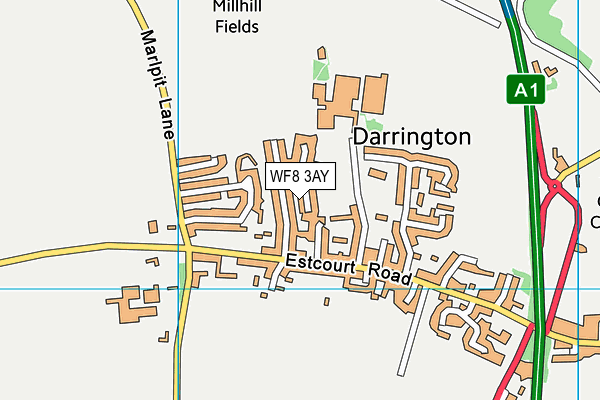 WF8 3AY map - OS VectorMap District (Ordnance Survey)