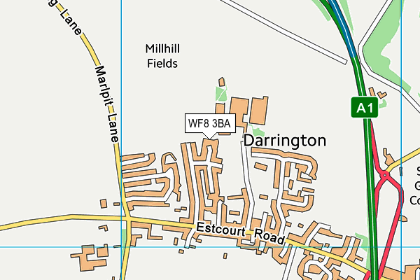 WF8 3BA map - OS VectorMap District (Ordnance Survey)