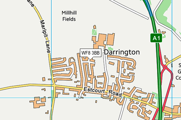 WF8 3BB map - OS VectorMap District (Ordnance Survey)