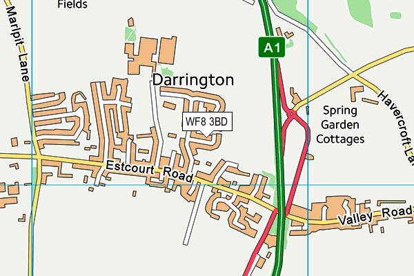 WF8 3BD map - OS VectorMap District (Ordnance Survey)