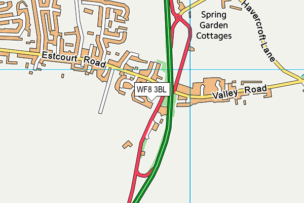 WF8 3BL map - OS VectorMap District (Ordnance Survey)