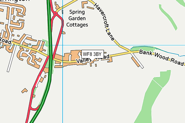 WF8 3BY map - OS VectorMap District (Ordnance Survey)