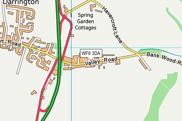 WF8 3DA map - OS VectorMap District (Ordnance Survey)