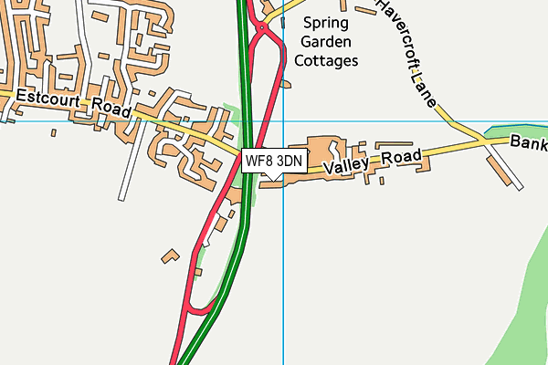 WF8 3DN map - OS VectorMap District (Ordnance Survey)