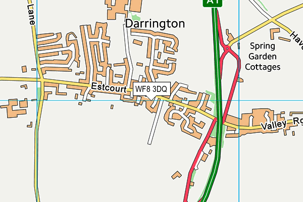 WF8 3DQ map - OS VectorMap District (Ordnance Survey)