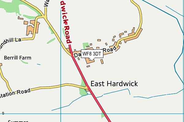 WF8 3DT map - OS VectorMap District (Ordnance Survey)