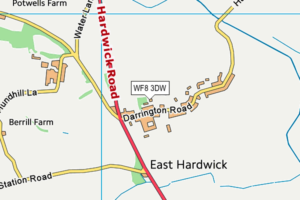 WF8 3DW map - OS VectorMap District (Ordnance Survey)