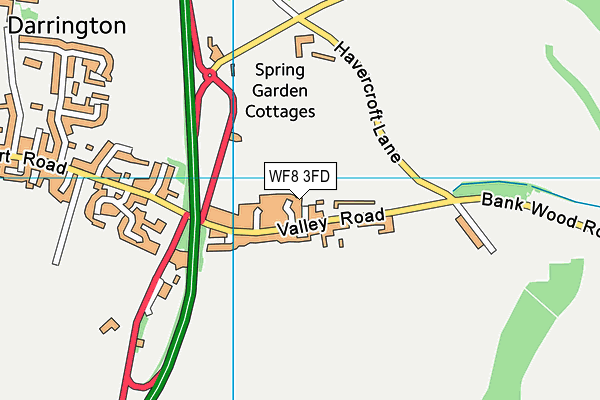 WF8 3FD map - OS VectorMap District (Ordnance Survey)