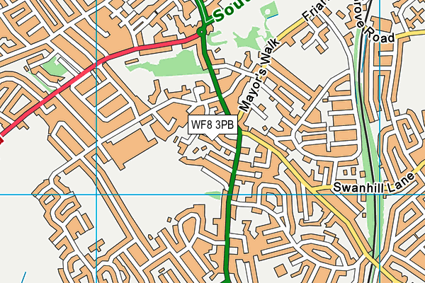 WF8 3PB map - OS VectorMap District (Ordnance Survey)