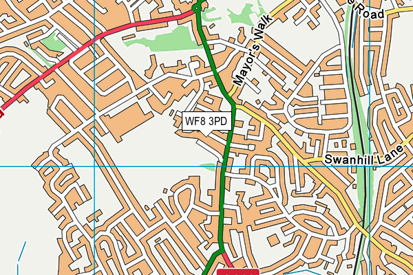 WF8 3PD map - OS VectorMap District (Ordnance Survey)