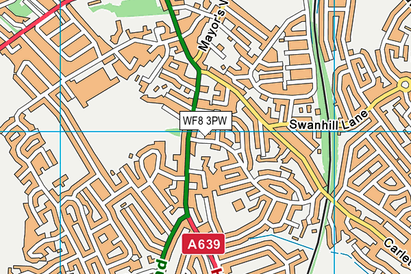 WF8 3PW map - OS VectorMap District (Ordnance Survey)