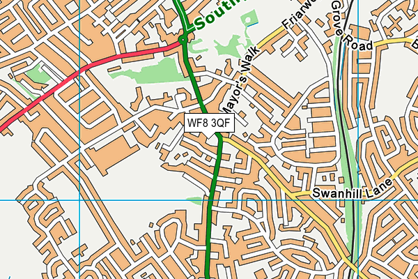 WF8 3QF map - OS VectorMap District (Ordnance Survey)