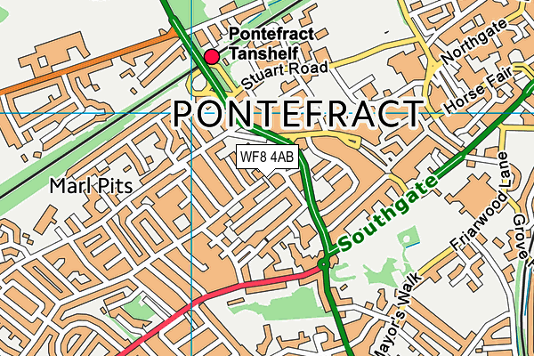 WF8 4AB map - OS VectorMap District (Ordnance Survey)