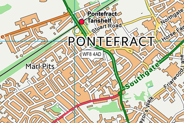 WF8 4AD map - OS VectorMap District (Ordnance Survey)