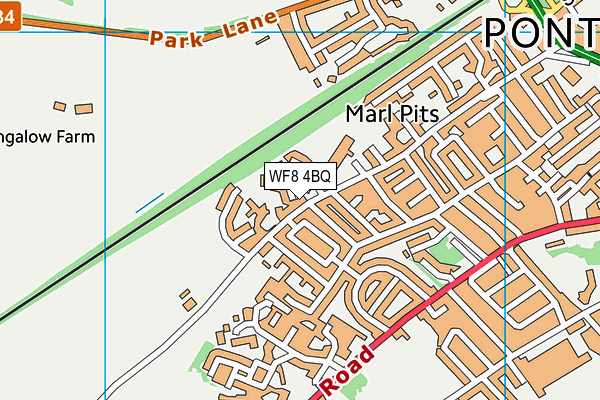 WF8 4BQ map - OS VectorMap District (Ordnance Survey)