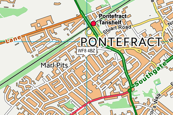 WF8 4BZ map - OS VectorMap District (Ordnance Survey)