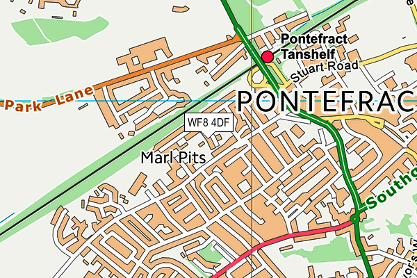 WF8 4DF map - OS VectorMap District (Ordnance Survey)