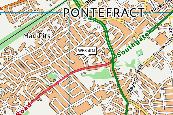 WF8 4DJ map - OS VectorMap District (Ordnance Survey)