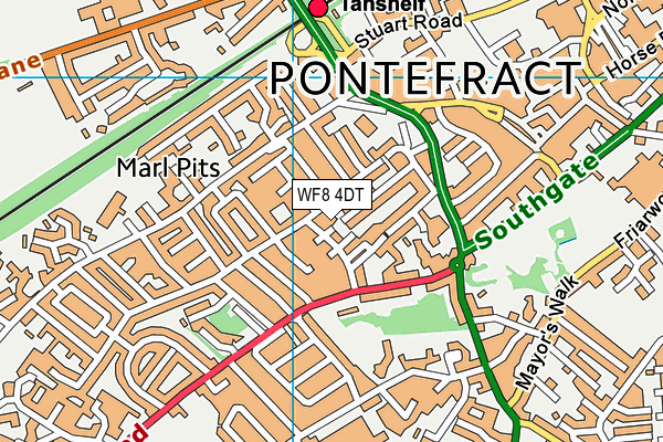 WF8 4DT map - OS VectorMap District (Ordnance Survey)