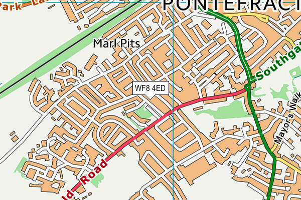 WF8 4ED map - OS VectorMap District (Ordnance Survey)